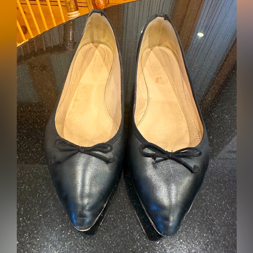 Jcrew Gemma Flats Black Leather Size 10
